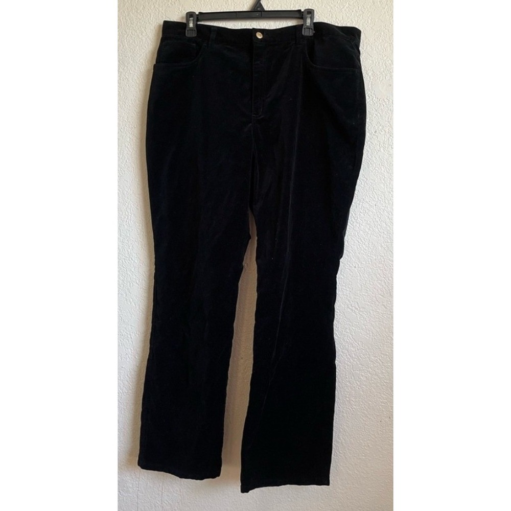 Chaps Denim Women's 2X Black Cotton Velour Straight Leg Pants Y2K